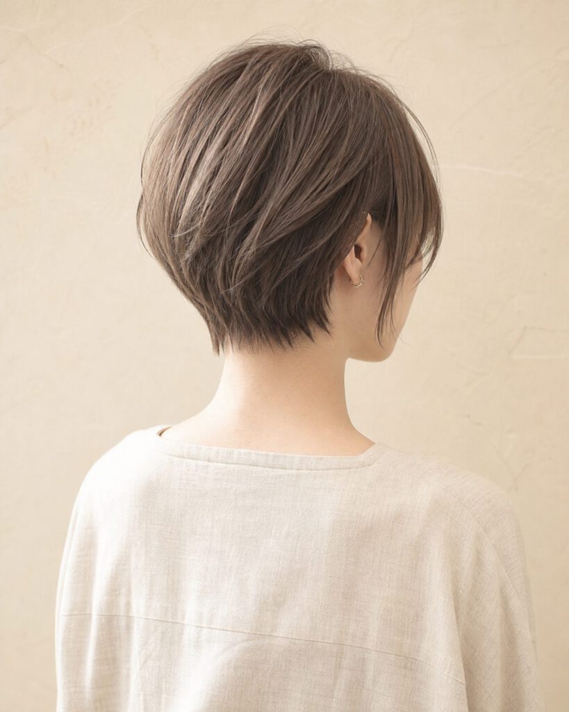 グレージュのショートレイヤー